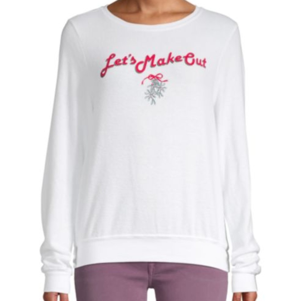 Wildfox Let's Make Out Mistletoe Long Sleeve Top